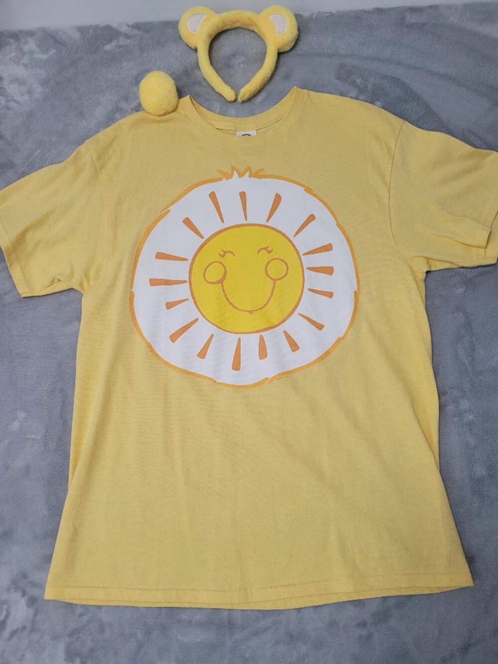 Care Bears Funshine Bear T-Shirt Halloween Costume 3 Pieces Headband Ears & Tail